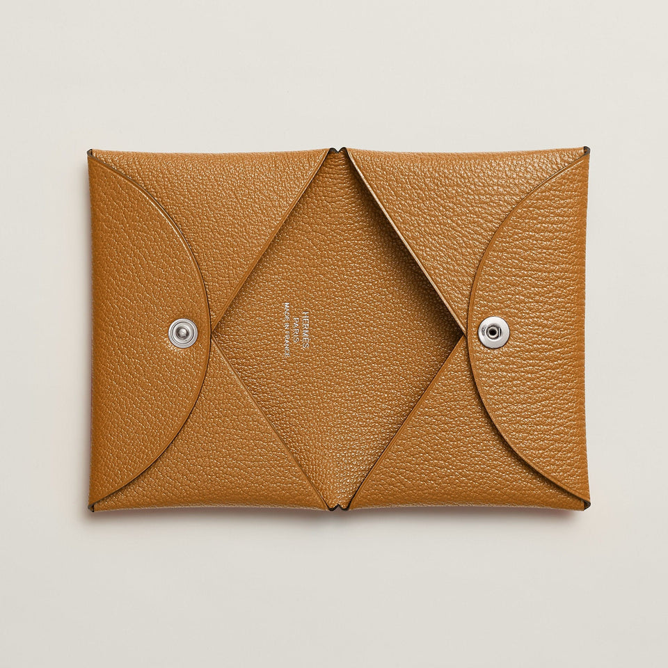 Hermes Calvi Card Holder Toupe