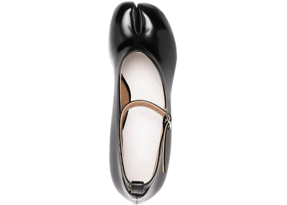 Maison Margiela Tabi Mary Jane Ankle Strap Leather Pumps Black Womens