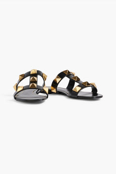 Valentino Garavani Roman Stud Leather Sandals Black Women's