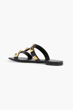 Valentino Garavani Roman Stud Leather Sandals Black Women's