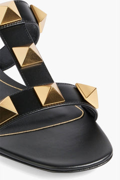 Valentino Garavani Roman Stud Leather Sandals Black Women's