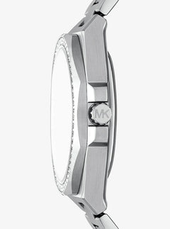 Michael Kors Oversized Callum Pave Silver-Tone Watch Silver