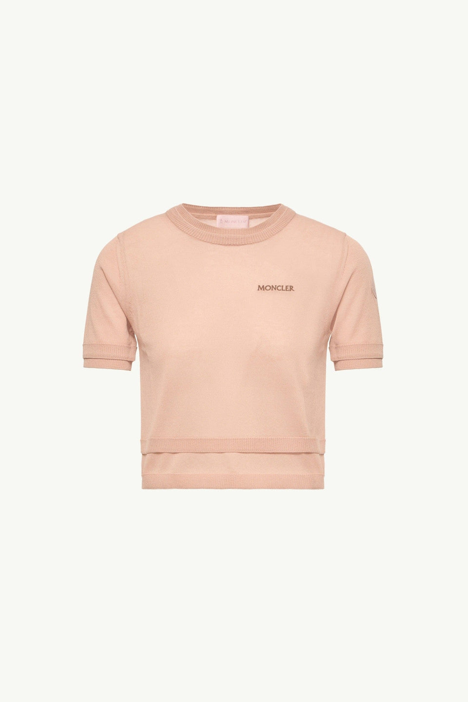 Moncler Double-Trimmed Cotton T-Shirt Light Pink Light Pink