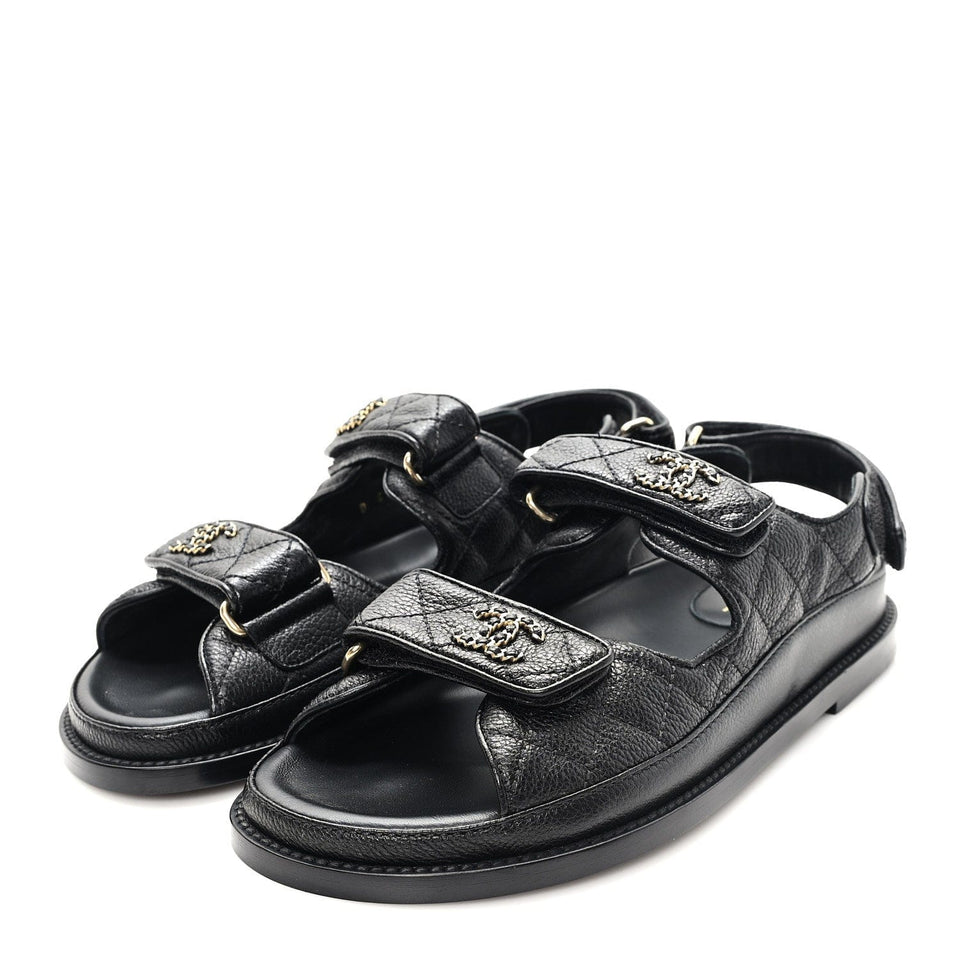 Grained Calfskin Velcro Dad Sandals