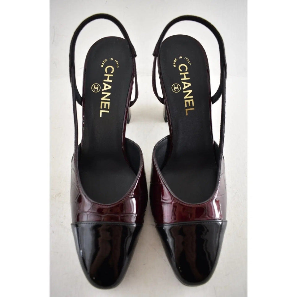 Chanel Slingback patent leather heels