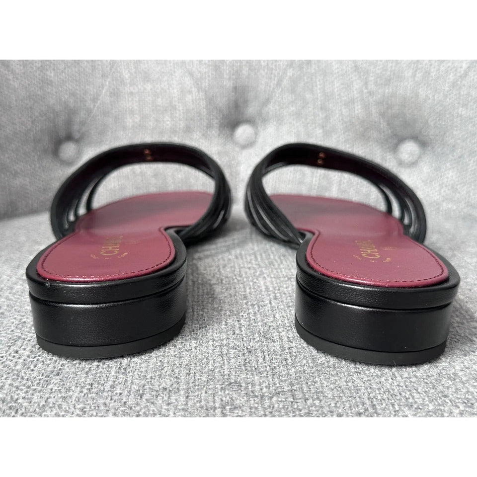 Chanel sandals crafted from black leather