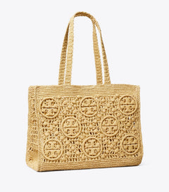 T Monogram Crochet Tote