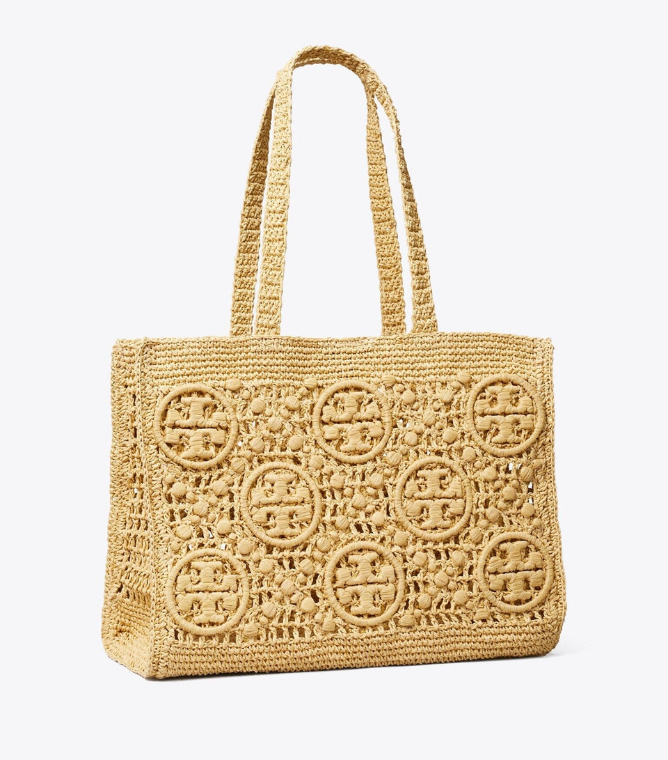 T Monogram Crochet Tote
