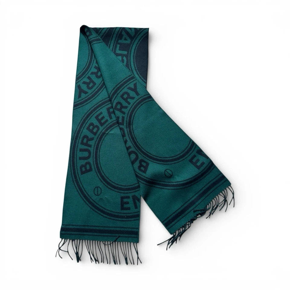 Burberry Logo Print Wool Scarf Made