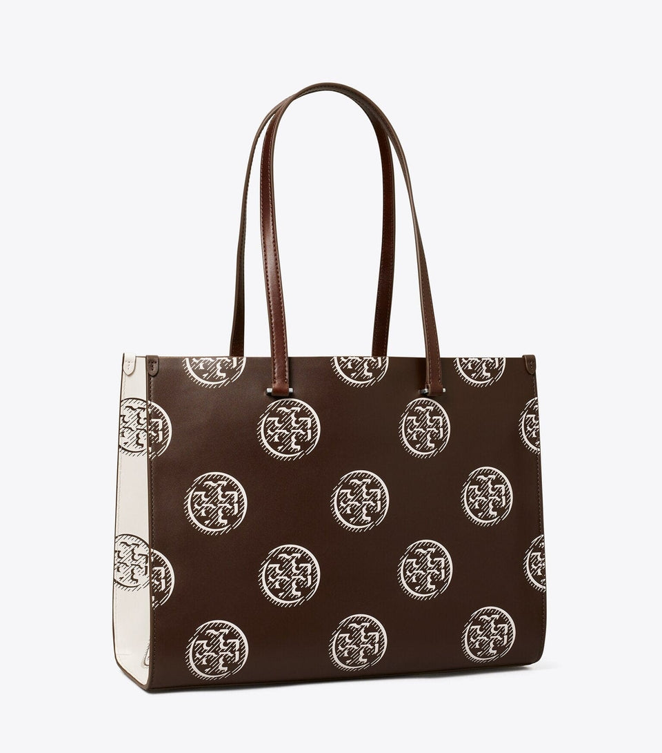 T Monogram Contrast Embossed Tote