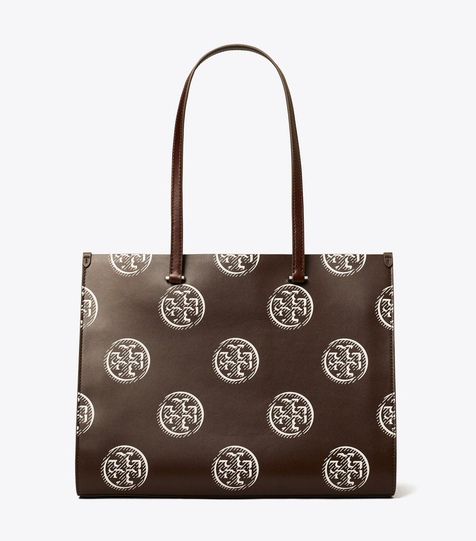 T Monogram Contrast Embossed Tote