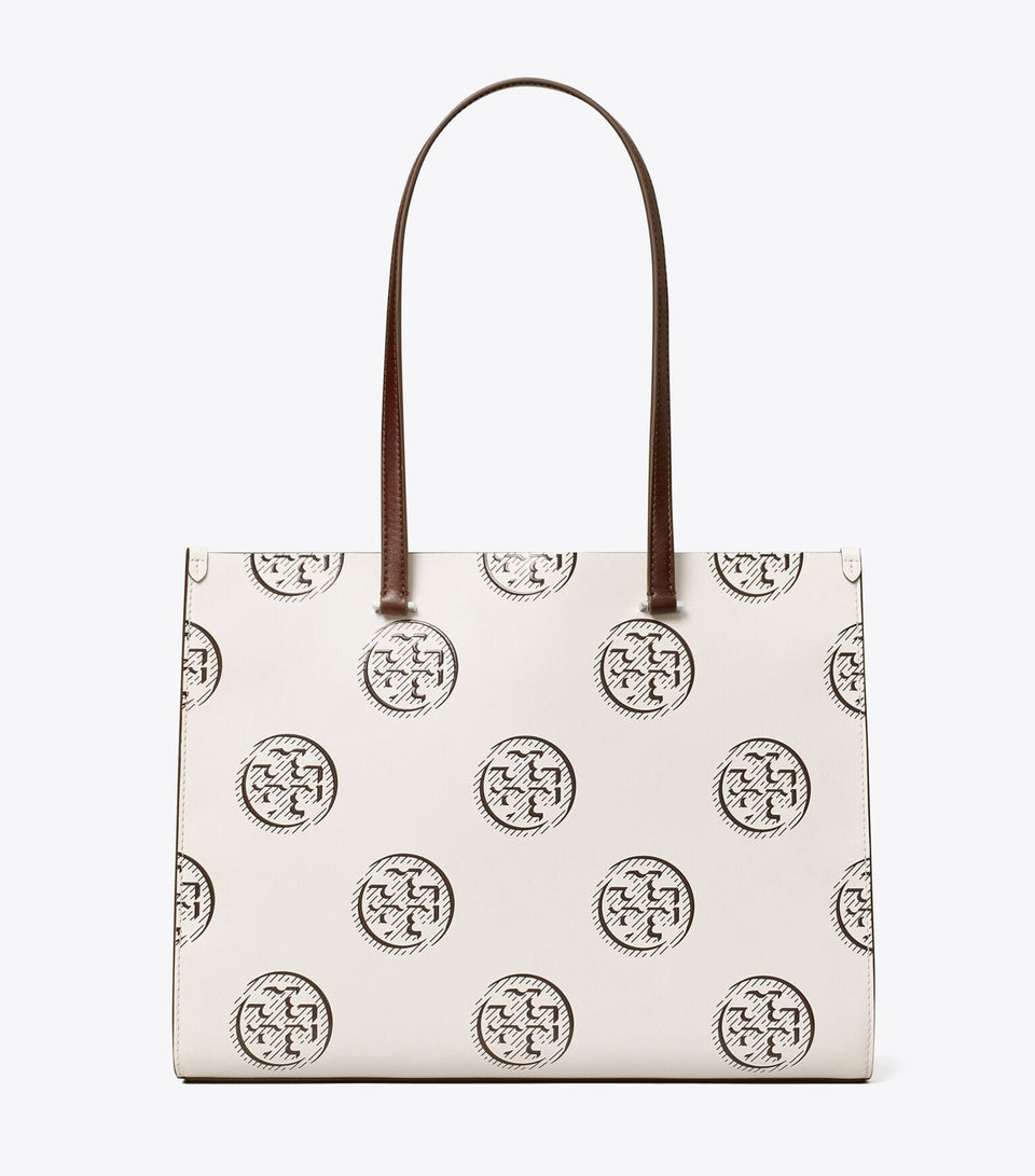 T Monogram Contrast Embossed Tote