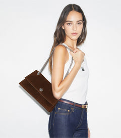 Kira Turnlock Suede Shoulder Bag