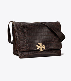Large Charlie Runway Croc-Embossed Shoulder Bag