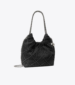 Mini Fleming Soft Denim Hobo Bag