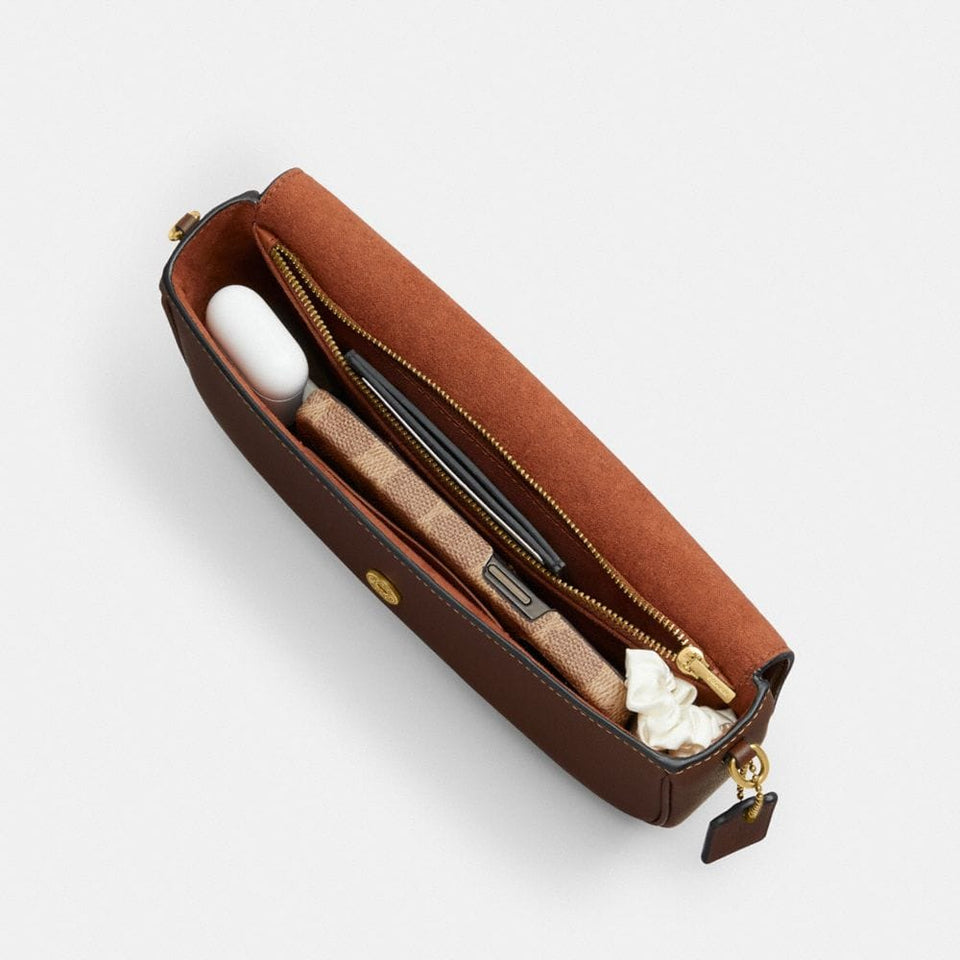 Coach Brook Flap Chain Bag Brass Maple