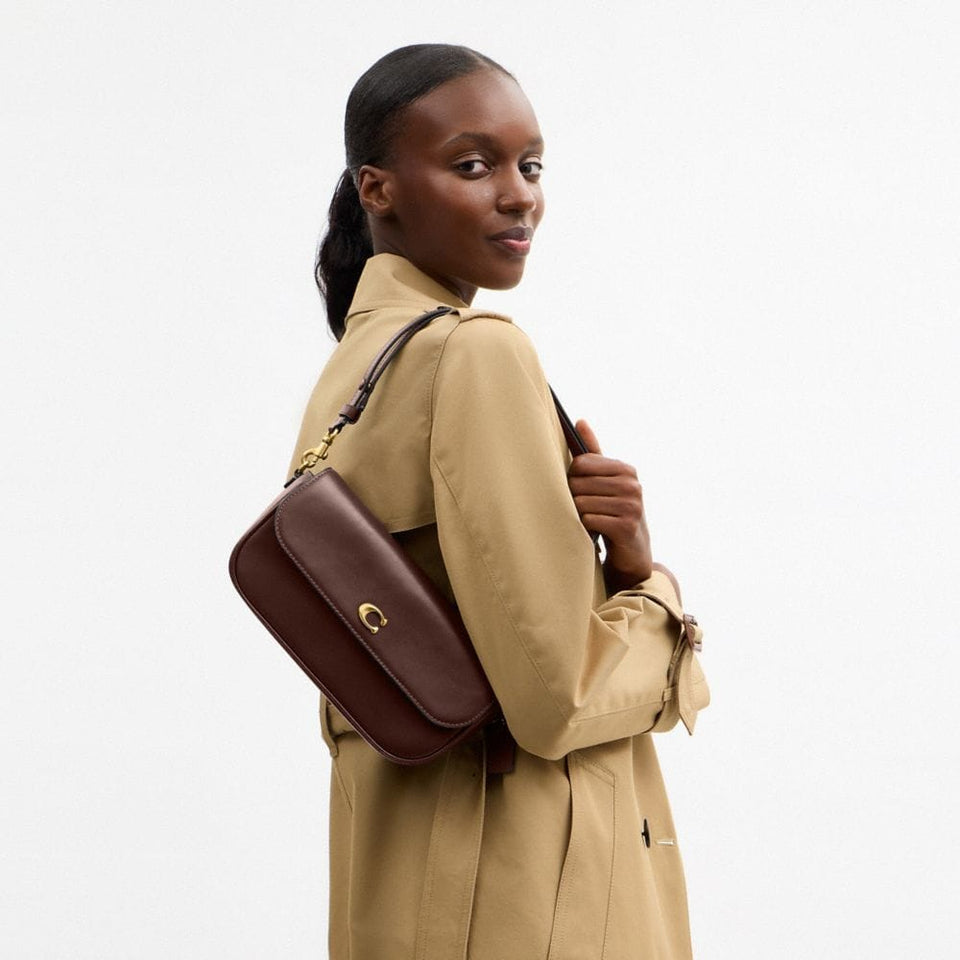 Coach Brook Flap Chain Bag Brass Maple