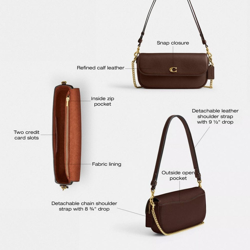 Coach Brook Flap Chain Bag Brass Maple