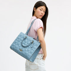 Coach Maggie Tote Bag In Signature Leather Gold Azure
