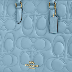Coach Maggie Tote Bag In Signature Leather Gold Azure