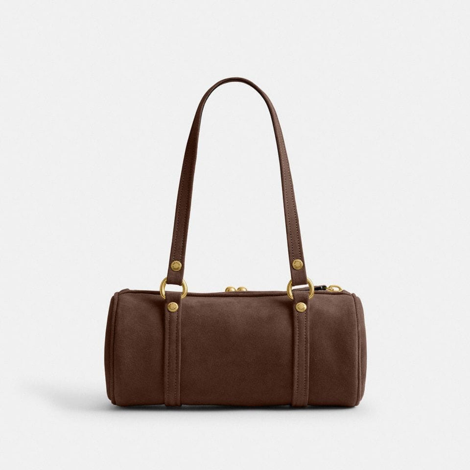 Coach Kisslock Barrel Bag 28 Brass Dark Chocolate