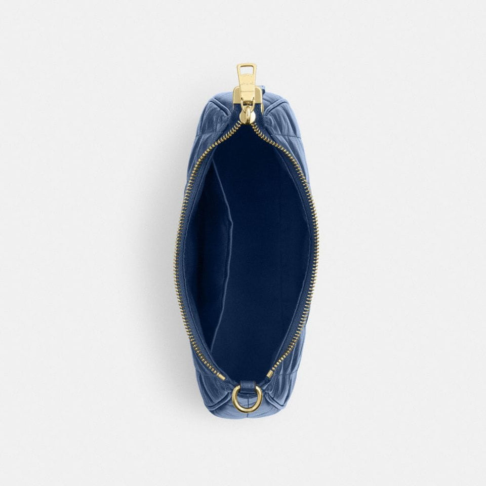 Coach Teri Shoulder Bag With Quilting Gold Deep Blue