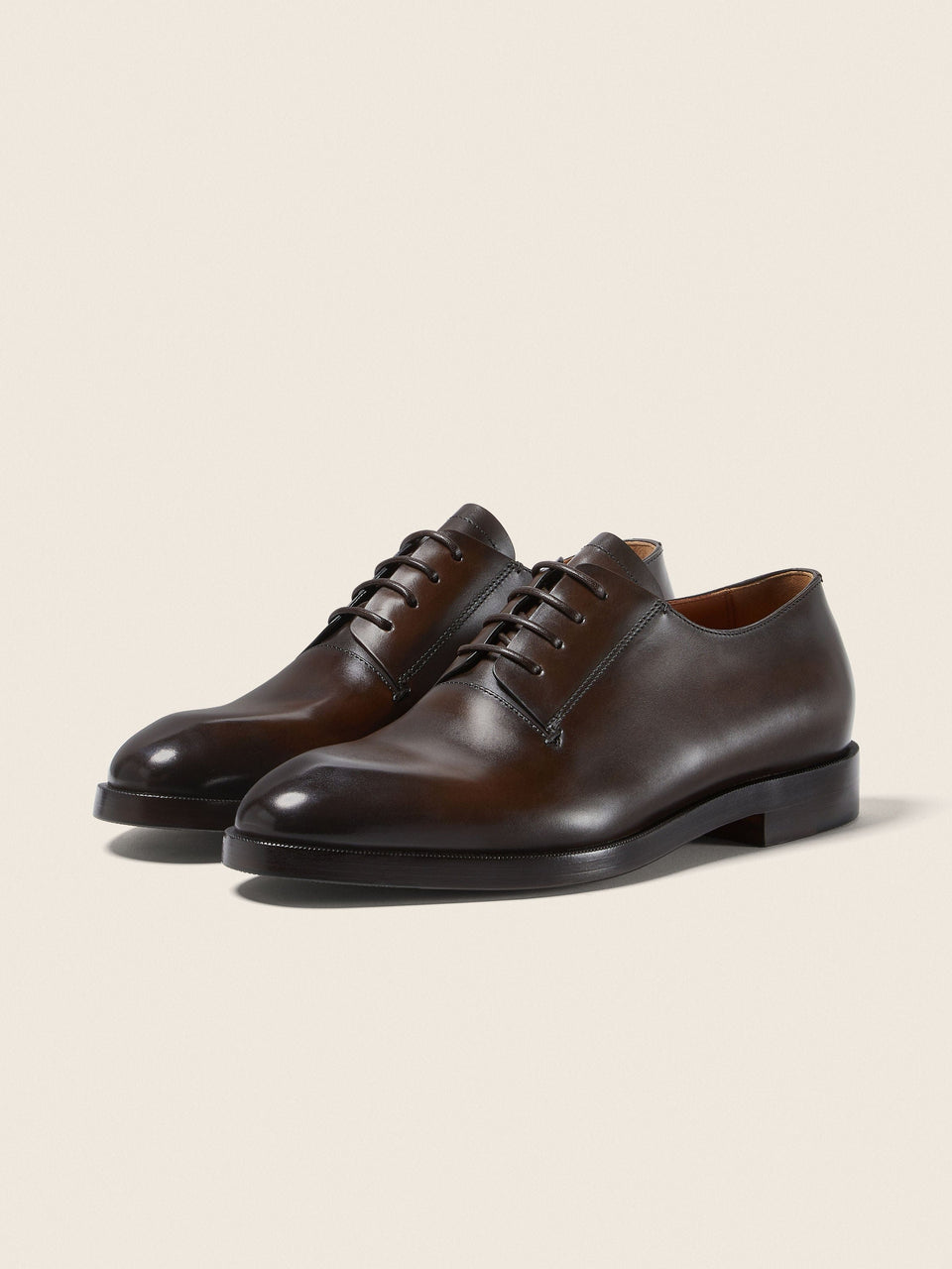 Zegna Brown Leather Derby Shoes