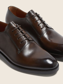 Zegna Brown Leather Derby Shoes