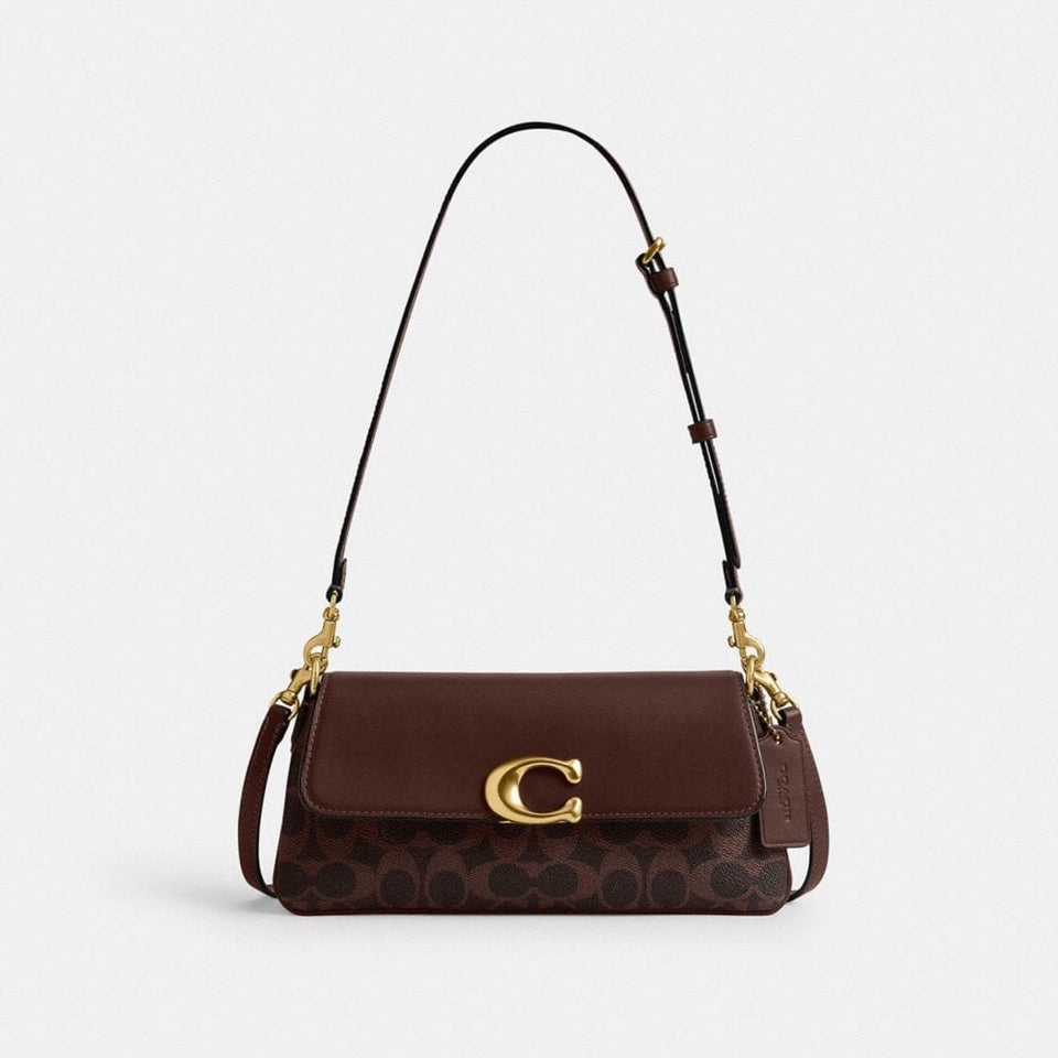 Coach Jet Shoulder Bag In Signature Canvas Brass Maple