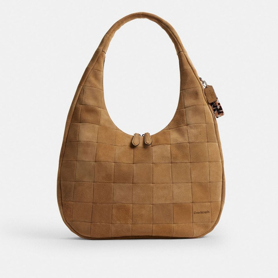 Coach Alter/Ego Large Crescent Shoulder Bag In Upcrafted Suede in Sand Suede