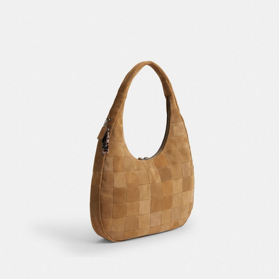 Coach Alter/Ego Large Crescent Shoulder Bag In Upcrafted Suede in Sand Suede