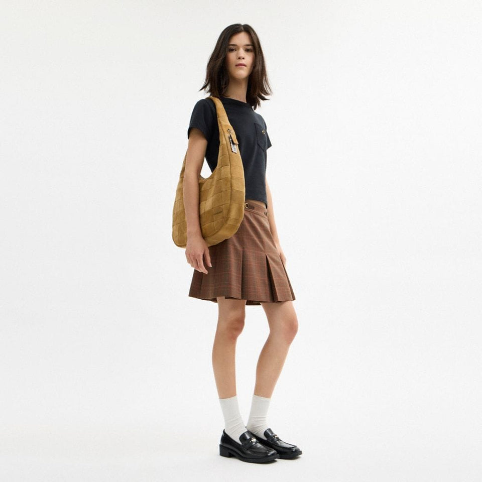 Coach Alter/Ego Large Crescent Shoulder Bag In Upcrafted Suede in Sand Suede