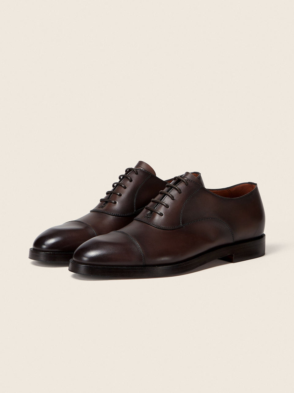 Zegna Brown Leather Oxford Shoes