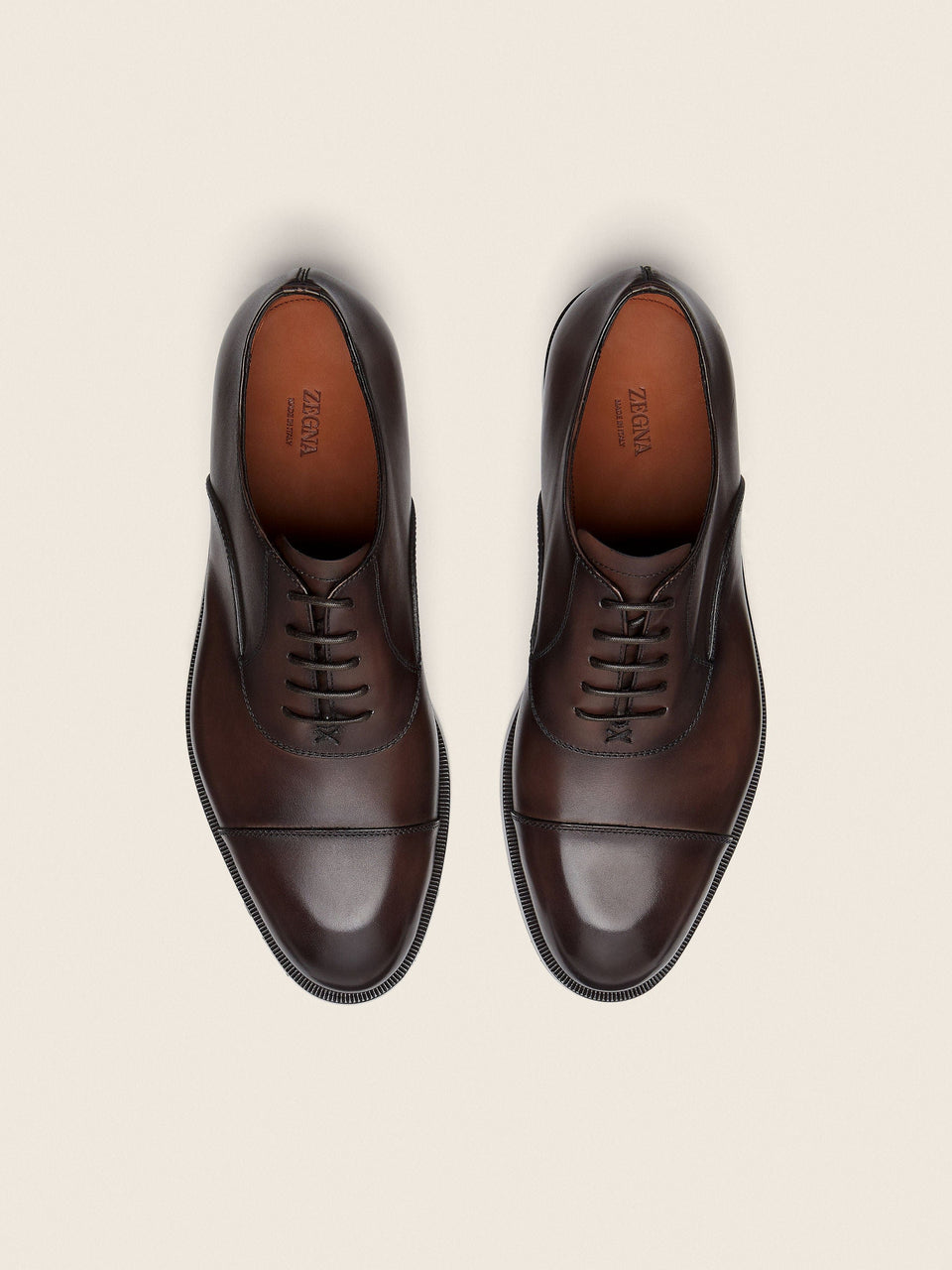 Zegna Brown Leather Oxford Shoes