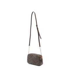 GG Marmont Small Matelassé Chevron Nappa Leather Crossbody Bag - Dark Taupe