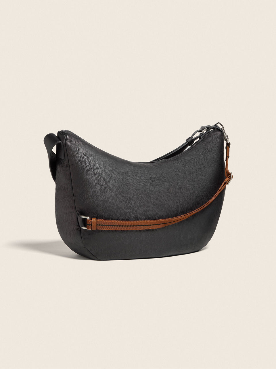 Zegna Black Deerskin Hobo Panorama Bag