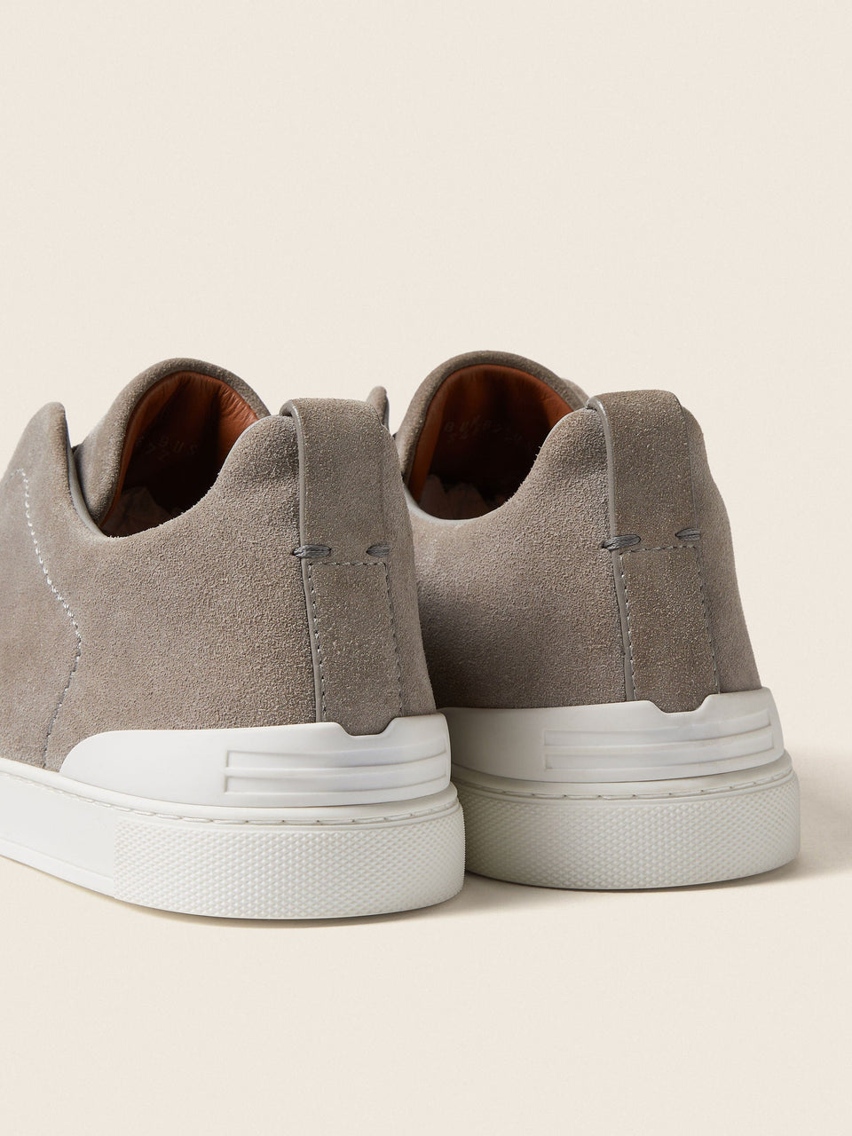 Zegna Grey Mlange Suede Triple Stitch Sneakers