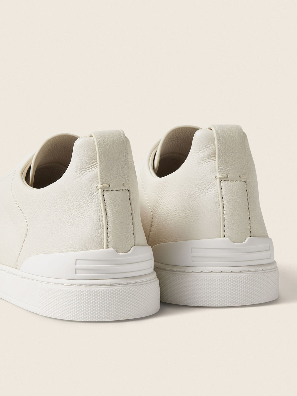 Zegna White Triple Stitch Secondskin Sneakers