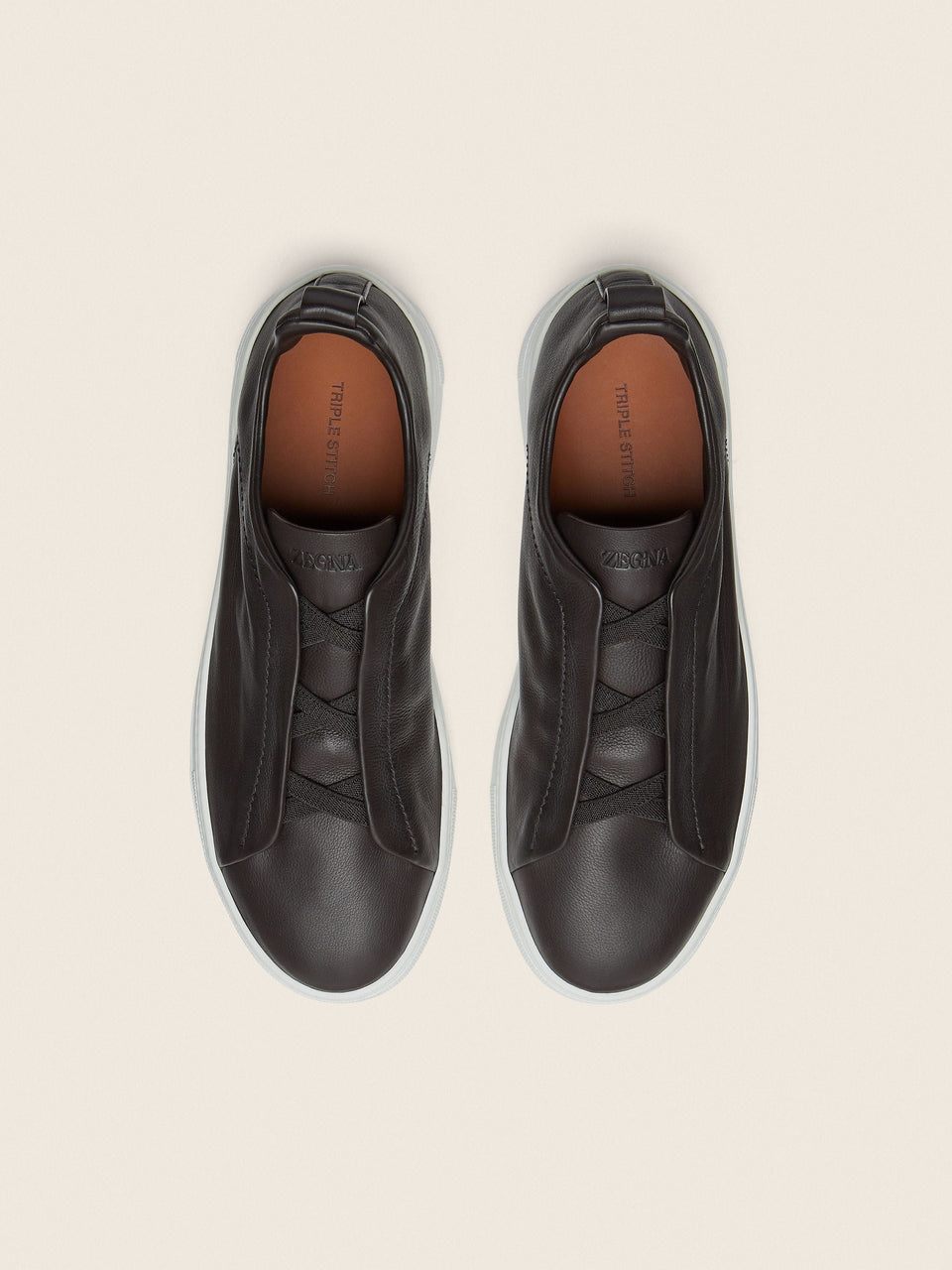 Zegna Brown Triple Stitch Secondskin Sneakers