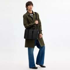 Coach Austin Brief In Signature Canvas Silver Black Signature