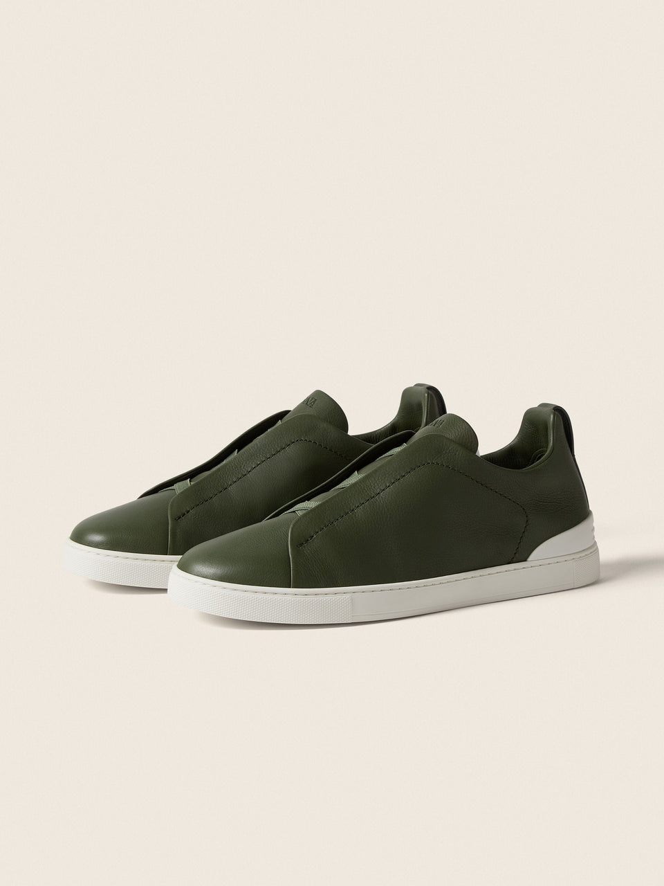 Zegna Pine Green Triple Stitch Secondskin Sneakers