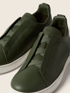 Zegna Pine Green Triple Stitch Secondskin Sneakers