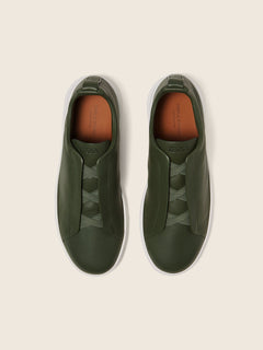 Zegna Pine Green Triple Stitch Secondskin Sneakers