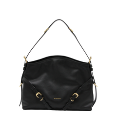 Givenchy Voyou Medium Shiny Leather Shoulder Bag - Black