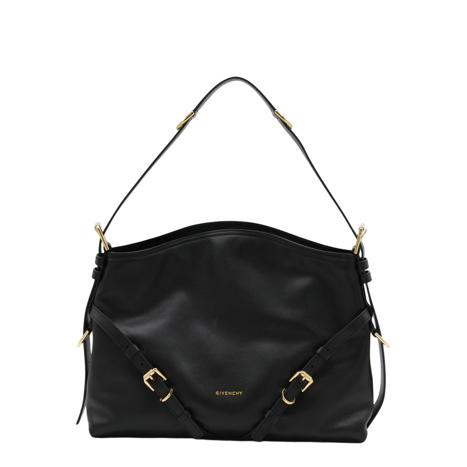 Givenchy Voyou Medium Shiny Leather Shoulder Bag - Black