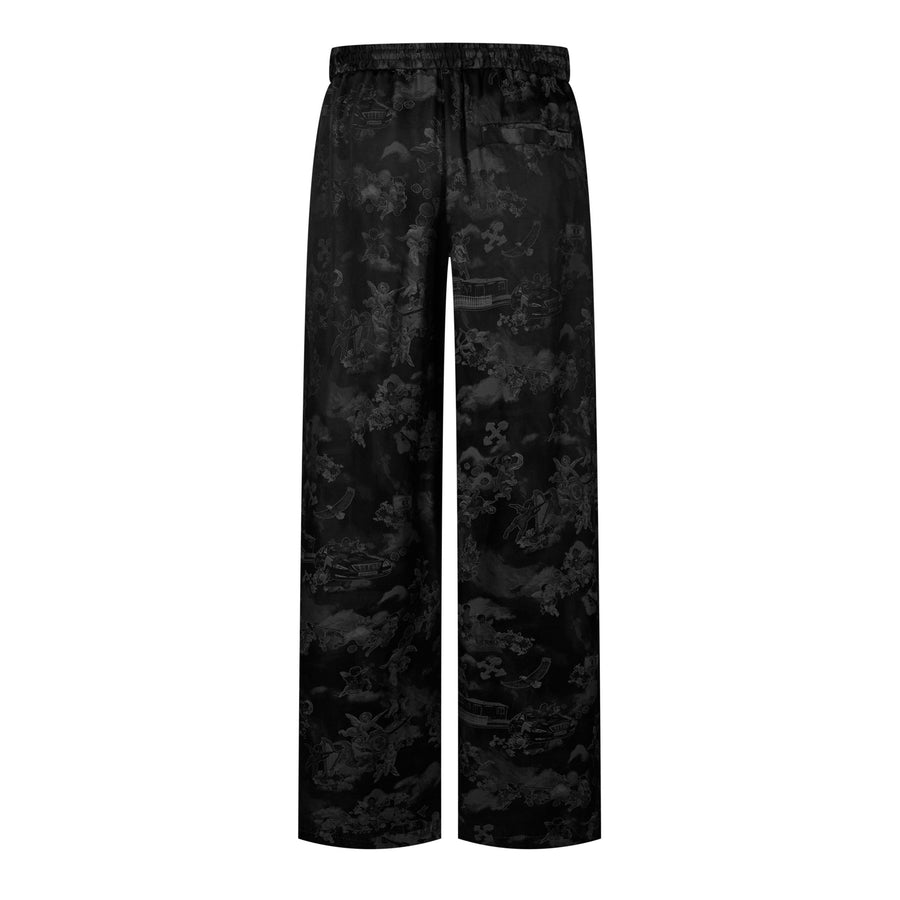 Fresco Jacquard Cotton Straight Leg Trousers