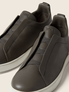 Zegna Dark Taupe Triple Stitch Secondskin Sneakers