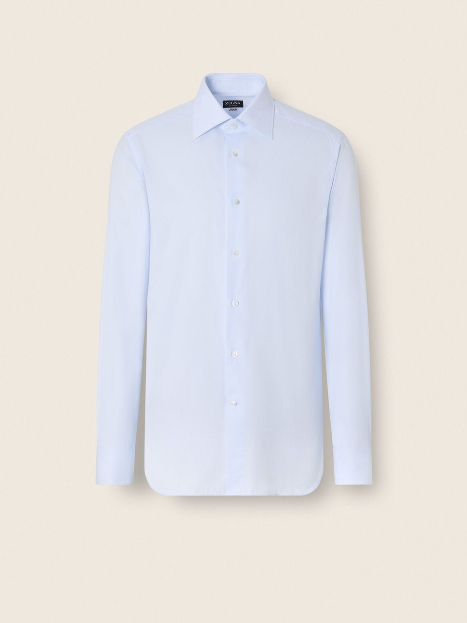 Zegna Light Blue And White Micro-Checked 300 Cotton Shirt