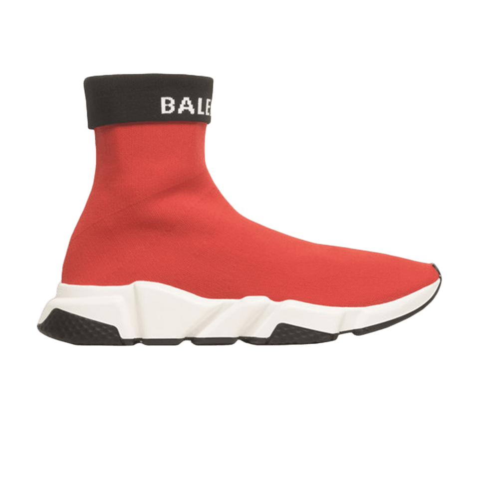 Balenciaga Speed Trainer Cuffed Red Black