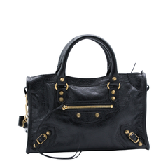 Balenciaga Le City Small Arena Storico Lambskin Shoulder Bag - Black